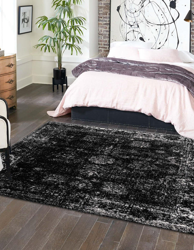 Black 5' 3 x 5' 3 Sofia Square Area Rug Durable Easy Clean Stain Resistant Unique Carpet for Affordable Interior Home Design for Sale at Rug Engine
