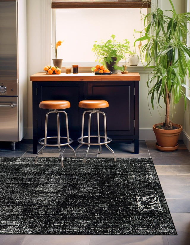 Black 10' x 10' Sofia Square Area Rug Durable Easy Clean Stain Resistant Unique Carpet for Affordable Interior Home Design for Sale at Rug Engine