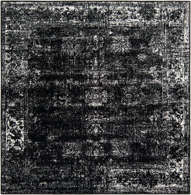 Black 6' 1 x 6' 1 Sofia Square Area Rug Durable Easy Clean Stain Resistant Unique Carpet for Affordable Interior Home Design for Sale at Rug Engine