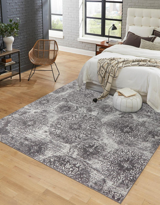 Gray 6' 1 x 6' 1 Sofia Square Area Rug Durable Easy Clean Stain Resistant Unique Carpet for Affordable Interior Home Design for Sale at Rug Engine