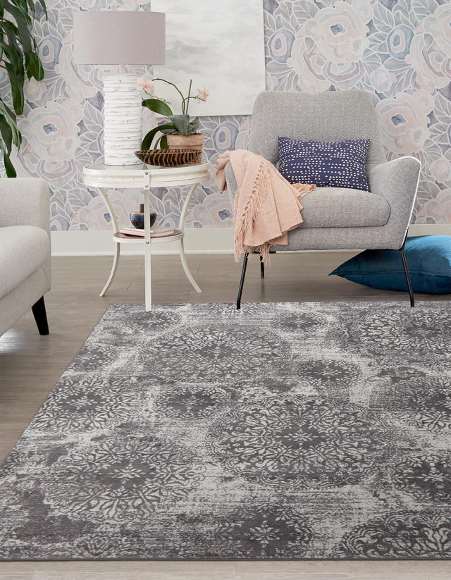 Gray 6' 1 x 6' 1 Sofia Square Area Rug Durable Easy Clean Stain Resistant Unique Carpet for Affordable Interior Home Design for Sale at Rug Engine
