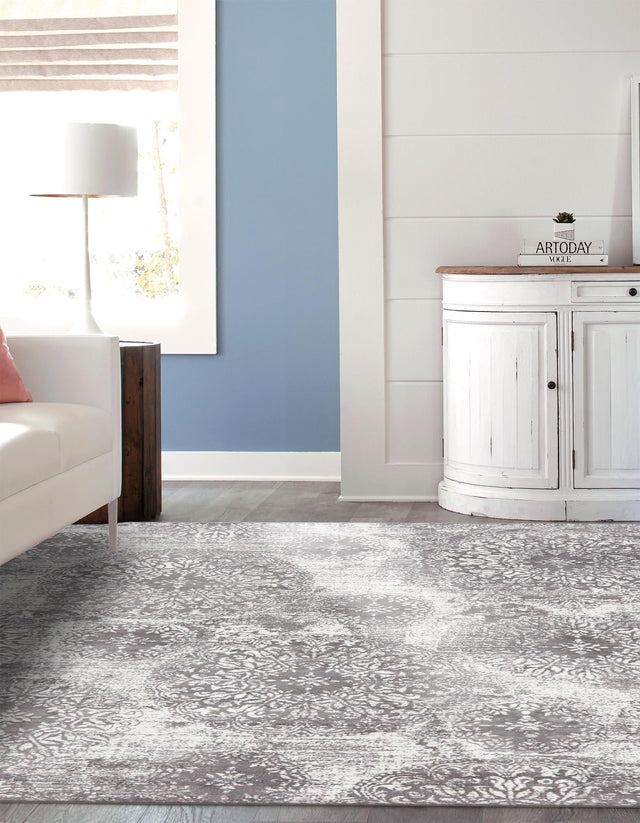 Light Gray 5' 3 x 5' 3 Sofia Square Area Rug Durable Easy Clean Stain Resistant Unique Carpet for Affordable Interior Home Design for Sale at Rug Engine