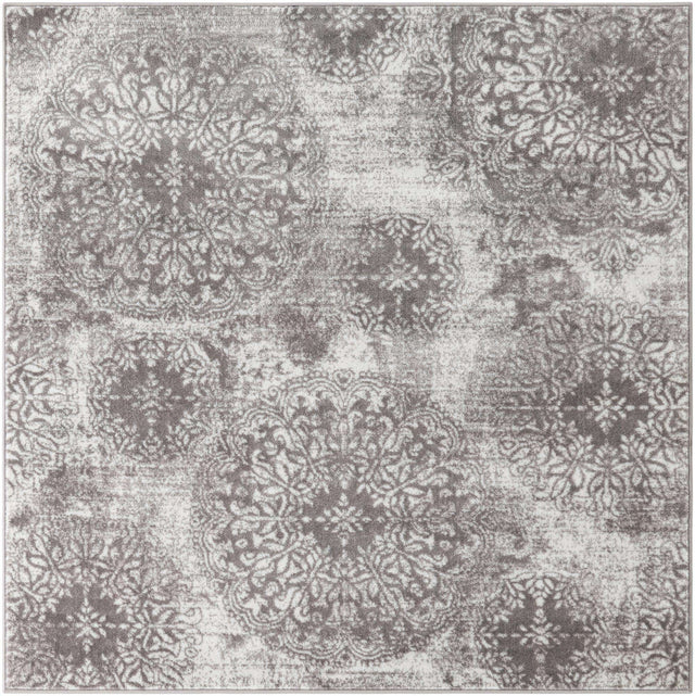 Light Gray 6' 1 x 6' 1 Sofia Square Area Rug Durable Easy Clean Stain Resistant Unique Carpet for Affordable Interior Home Design for Sale at Rug Engine