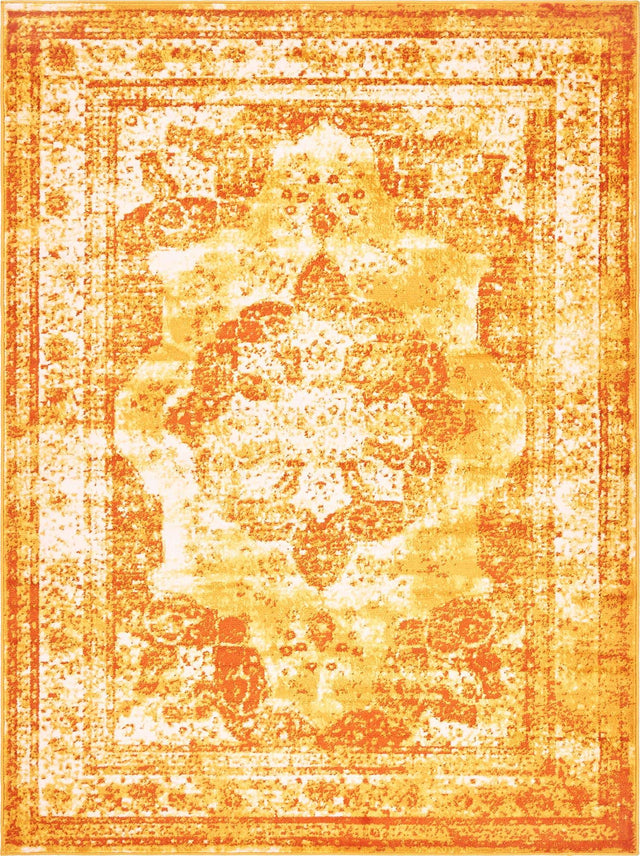 Orange 7' 10 x 11' Sofia Rectangle Area Rug Durable Easy Clean Stain Resistant Unique Carpet for Affordable Interior Home Design for Sale at Rug Engine