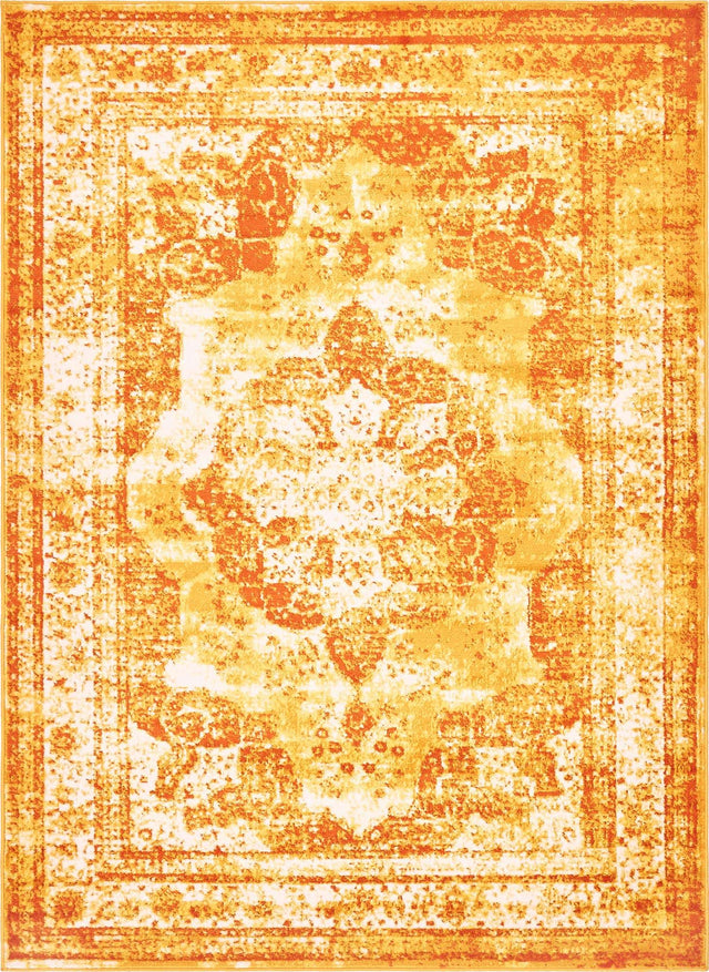 Orange 7' 1 x 10' Sofia Rectangle Area Rug Durable Easy Clean Stain Resistant Unique Carpet for Affordable Interior Home Design for Sale at Rug Engine