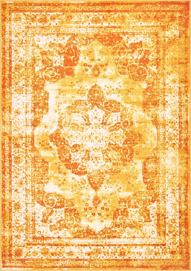 Orange 6' 1 x 9' Sofia Rectangle Area Rug Durable Easy Clean Stain Resistant Unique Carpet for Affordable Interior Home Design for Sale at Rug Engine