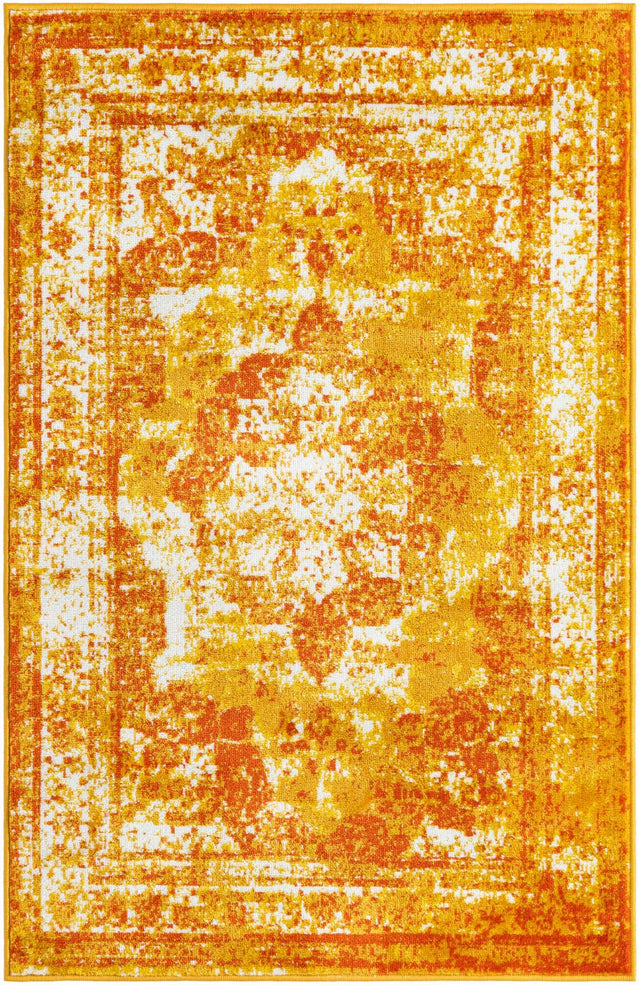 Orange 3' 1 x 5' 3 Sofia Rectangle Area Rug Durable Easy Clean Stain Resistant Unique Carpet for Affordable Interior Home Design for Sale at Rug Engine