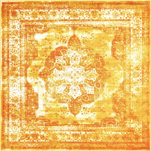 Orange 7' 10 x 7' 10 Sofia Square Area Rug Durable Easy Clean Stain Resistant Unique Carpet for Affordable Interior Home Design for Sale at Rug Engine