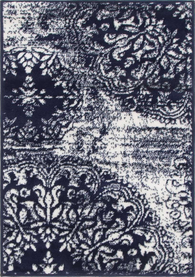 Navy Blue 2' x 3' 1 Sofia Rectangle Area Rug Durable Easy Clean Stain Resistant Unique Carpet for Affordable Interior Home Design for Sale at Rug Engine