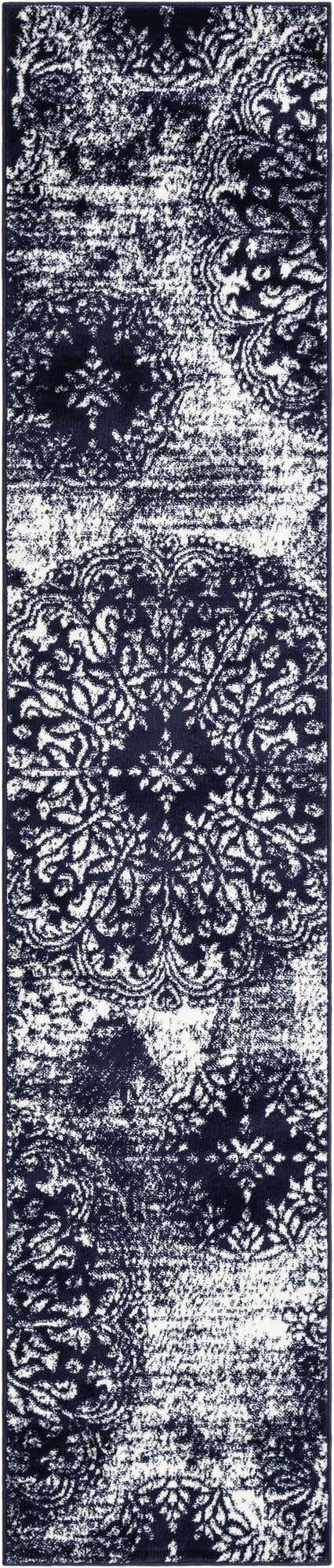 Navy Blue 2' x 9' 10 Sofia Runner Area Rug Durable Easy Clean Stain Resistant Unique Carpet for Affordable Interior Home Design for Sale at Rug Engine