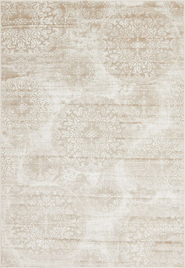 Beige 6' 1 x 9' Sofia Rectangle Area Rug Durable Easy Clean Stain Resistant Unique Carpet for Affordable Interior Home Design for Sale at Rug Engine