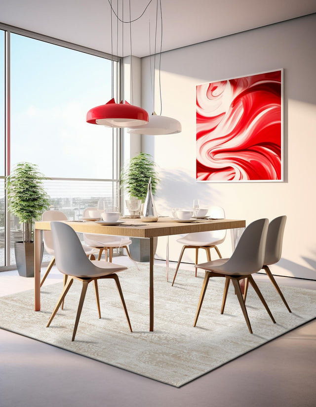 Beige 7' 10 x 7' 10 Sofia Square Area Rug Durable Easy Clean Stain Resistant Unique Carpet for Affordable Interior Home Design for Sale at Rug Engine