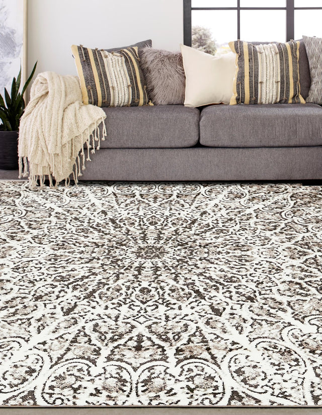 Brown 7' 10 x 7' 10 Sofia Square Area Rug Durable Easy Clean Stain Resistant Unique Carpet for Affordable Interior Home Design for Sale at Rug Engine
