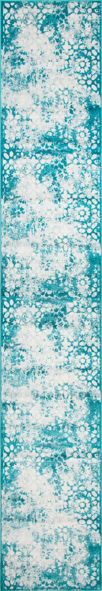 Turquoise 3' 3 x 19' 8 Sofia Runner Area Rug Durable Easy Clean Stain Resistant Unique Carpet for Affordable Interior Home Design for Sale at Rug Engine