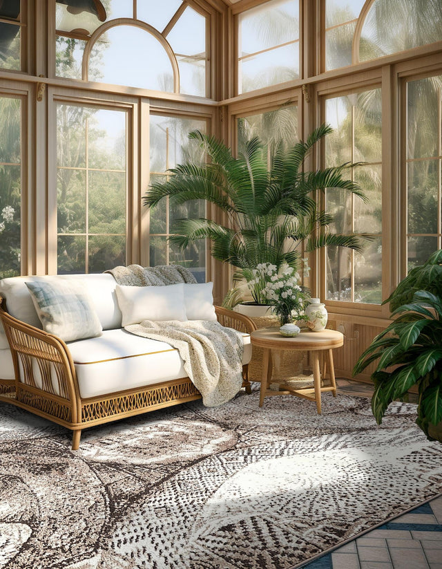 Brown 7' 10 x 7' 10 Sofia Square Area Rug Durable Easy Clean Stain Resistant Unique Carpet for Affordable Interior Home Design for Sale at Rug Engine