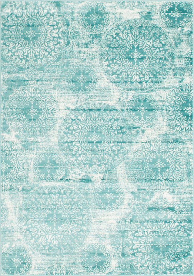 Turquoise 7' 1 x 10' Sofia Rectangle Area Rug Durable Easy Clean Stain Resistant Unique Carpet for Affordable Interior Home Design for Sale at Rug Engine