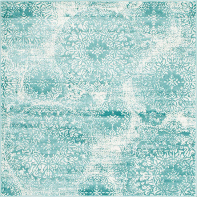 Turquoise 6' 1 x 6' 1 Sofia Square Area Rug Durable Easy Clean Stain Resistant Unique Carpet for Affordable Interior Home Design for Sale at Rug Engine