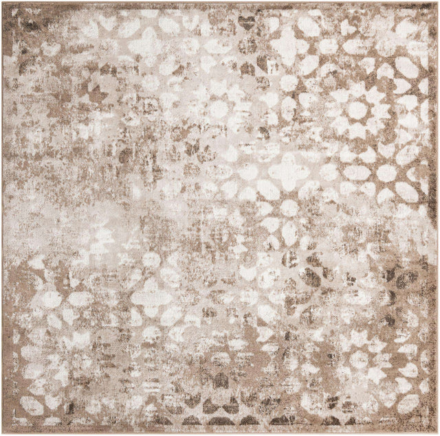 Brown 7' 10 x 7' 10 Sofia Square Area Rug Durable Easy Clean Stain Resistant Unique Carpet for Affordable Interior Home Design for Sale at Rug Engine