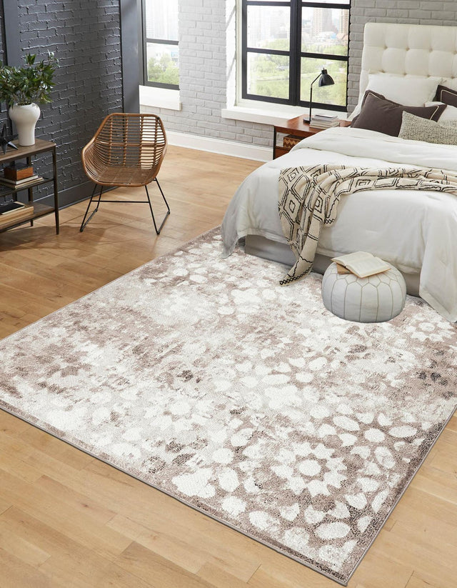 Brown 7' 10 x 7' 10 Sofia Square Area Rug Durable Easy Clean Stain Resistant Unique Carpet for Affordable Interior Home Design for Sale at Rug Engine