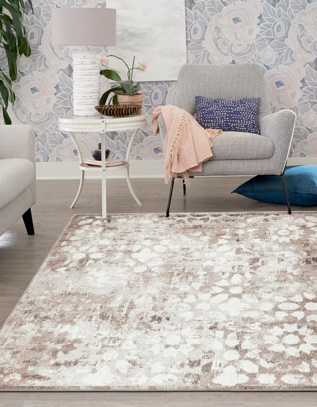 Brown 7' 10 x 7' 10 Sofia Square Area Rug Durable Easy Clean Stain Resistant Unique Carpet for Affordable Interior Home Design for Sale at Rug Engine