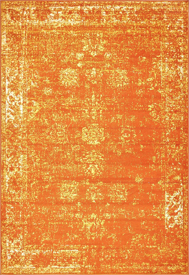 Orange 6' 1 x 9' Sofia Rectangle Area Rug Durable Easy Clean Stain Resistant Unique Carpet for Affordable Interior Home Design for Sale at Rug Engine