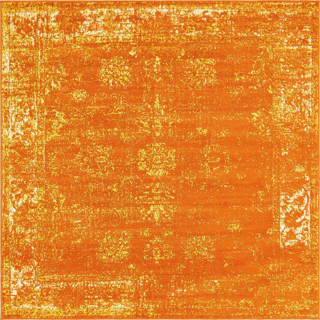 Orange 7' 10 x 7' 10 Sofia Square Area Rug Durable Easy Clean Stain Resistant Unique Carpet for Affordable Interior Home Design for Sale at Rug Engine