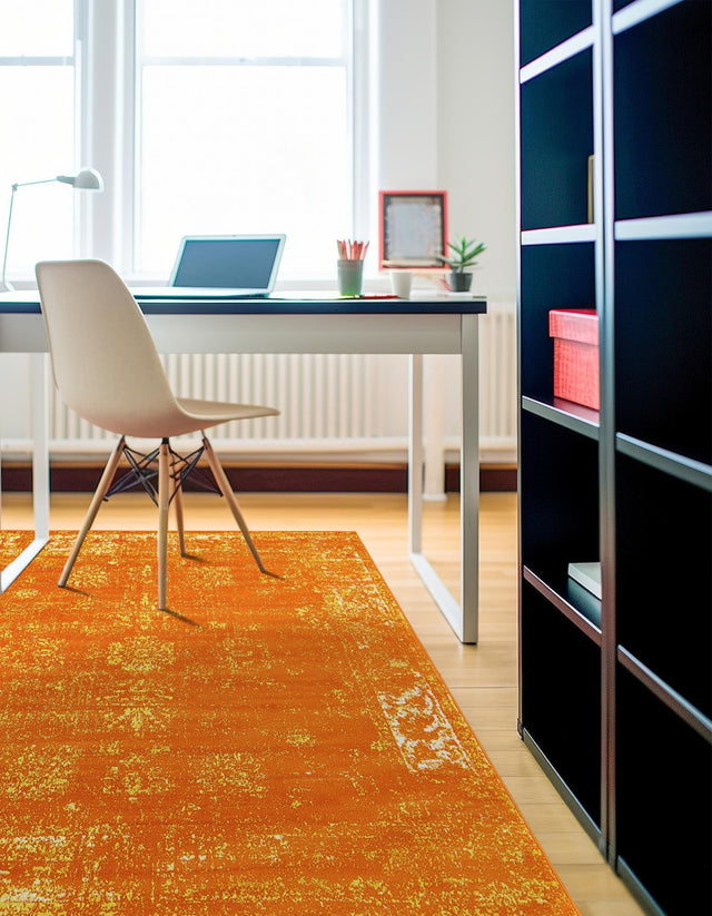 Orange 6' 1 x 6' 1 Sofia Square Area Rug Durable Easy Clean Stain Resistant Unique Carpet for Affordable Interior Home Design for Sale at Rug Engine