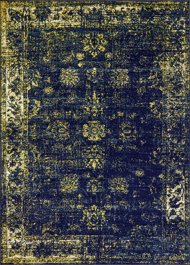 Navy Blue 7' 10 x 11' Sofia Rectangle Area Rug Durable Easy Clean Stain Resistant Unique Carpet for Affordable Interior Home Design for Sale at Rug Engine