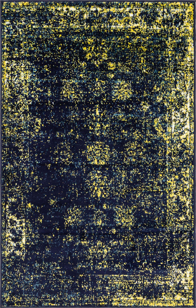 Navy Blue 3' 1 x 5' 3 Sofia Rectangle Area Rug Durable Easy Clean Stain Resistant Unique Carpet for Affordable Interior Home Design for Sale at Rug Engine