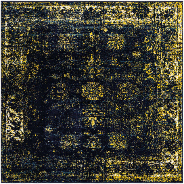 Navy Blue 6' 1 x 6' 1 Sofia Square Area Rug Durable Easy Clean Stain Resistant Unique Carpet for Affordable Interior Home Design for Sale at Rug Engine
