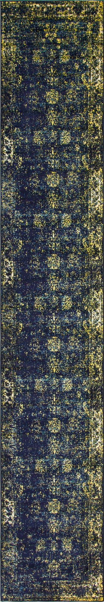 Navy Blue 3' 3 x 19' 8 Sofia Runner Area Rug Durable Easy Clean Stain Resistant Unique Carpet for Affordable Interior Home Design for Sale at Rug Engine
