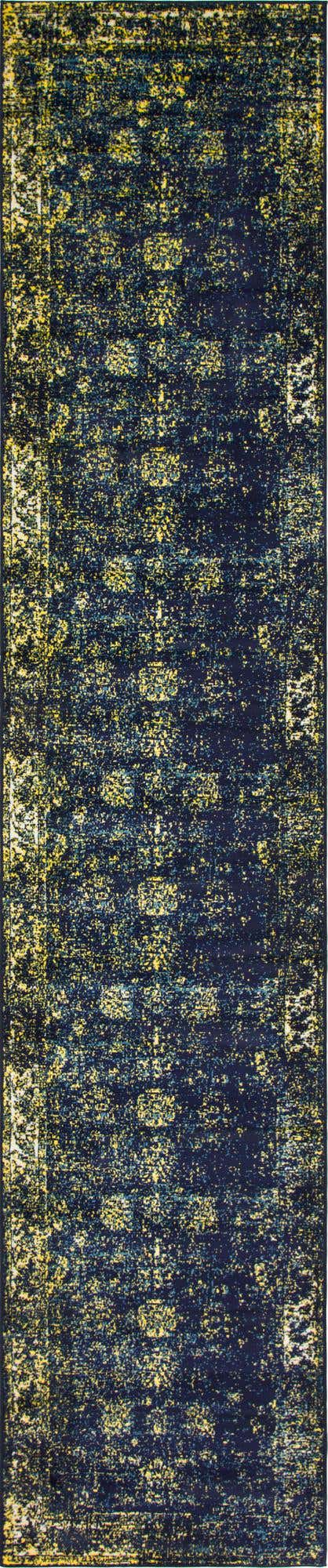Navy Blue 3' 3 x 16' 5 Sofia Runner Area Rug Durable Easy Clean Stain Resistant Unique Carpet for Affordable Interior Home Design for Sale at Rug Engine