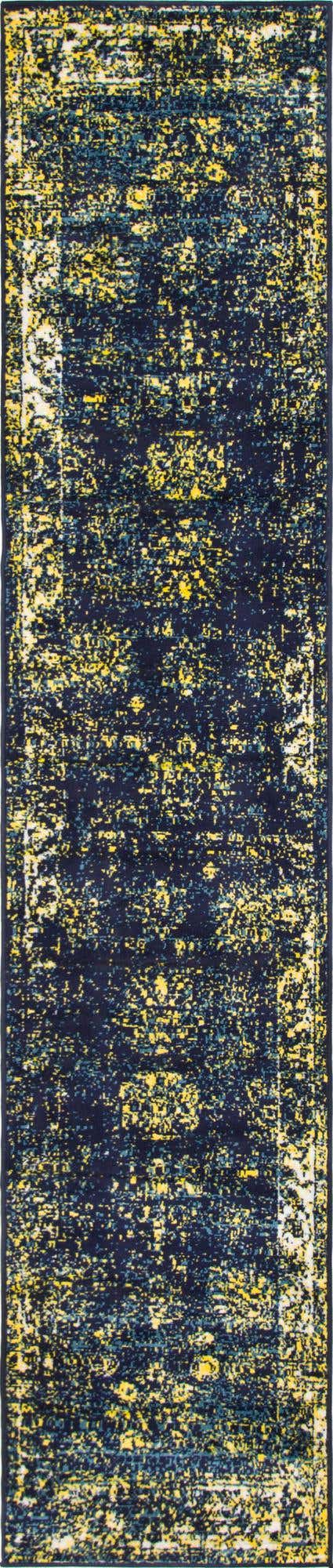 Navy Blue 2' x 9' 10 Sofia Runner Area Rug Durable Easy Clean Stain Resistant Unique Carpet for Affordable Interior Home Design for Sale at Rug Engine