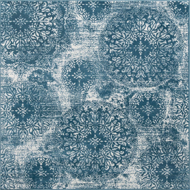 Blue 6' 1 x 6' 1 Sofia Square Area Rug Durable Easy Clean Stain Resistant Unique Carpet for Affordable Interior Home Design for Sale at Rug Engine