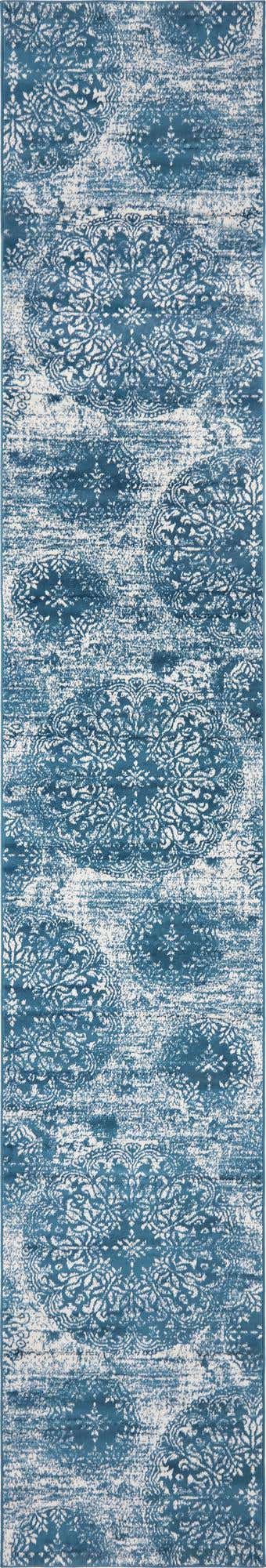 Blue 3' 3 x 19' 8 Sofia Runner Area Rug Durable Easy Clean Stain Resistant Unique Carpet for Affordable Interior Home Design for Sale at Rug Engine