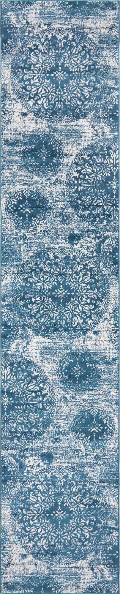 Blue 3' 3 x 16' 5 Sofia Runner Area Rug Durable Easy Clean Stain Resistant Unique Carpet for Affordable Interior Home Design for Sale at Rug Engine