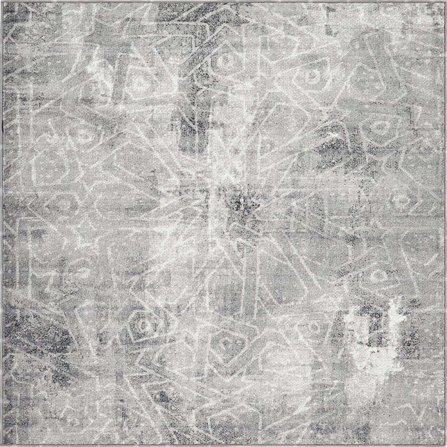 Dark Gray 7' 10 x 7' 10 Sofia Square Area Rug Durable Easy Clean Stain Resistant Unique Carpet for Affordable Interior Home Design for Sale at Rug Engine
