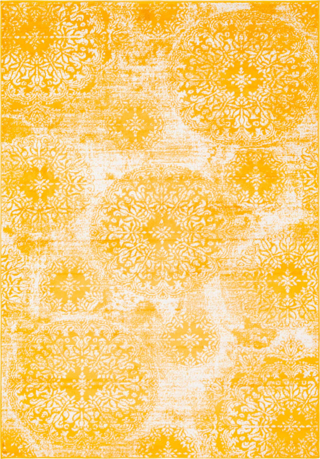 Yellow 6' 1 x 9' Sofia Rectangle Area Rug Durable Easy Clean Stain Resistant Unique Carpet for Affordable Interior Home Design for Sale at Rug Engine