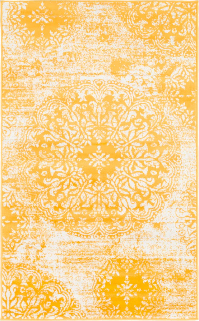 Yellow 3' 1 x 5' 3 Sofia Rectangle Area Rug Durable Easy Clean Stain Resistant Unique Carpet for Affordable Interior Home Design for Sale at Rug Engine