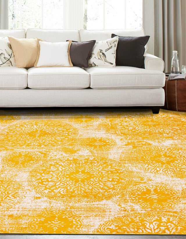 Yellow 6' 1 x 6' 1 Sofia Square Area Rug Durable Easy Clean Stain Resistant Unique Carpet for Affordable Interior Home Design for Sale at Rug Engine