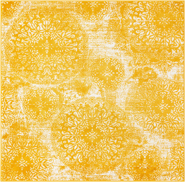 Yellow 6' 1 x 6' 1 Sofia Square Area Rug Durable Easy Clean Stain Resistant Unique Carpet for Affordable Interior Home Design for Sale at Rug Engine