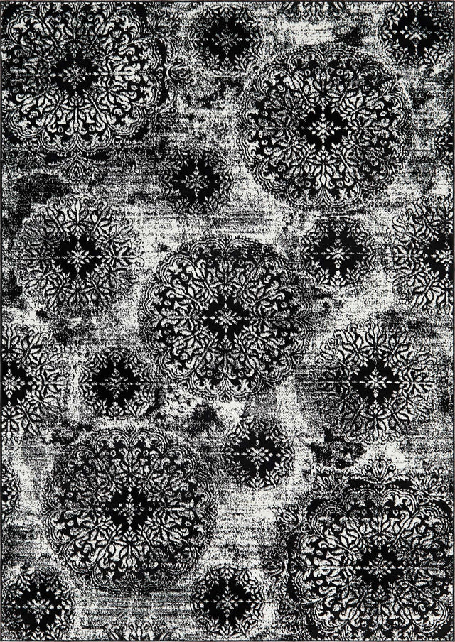 Black 7' 1 x 10' Sofia Rectangle Area Rug Durable Easy Clean Stain Resistant Unique Carpet for Affordable Interior Home Design for Sale at Rug Engine