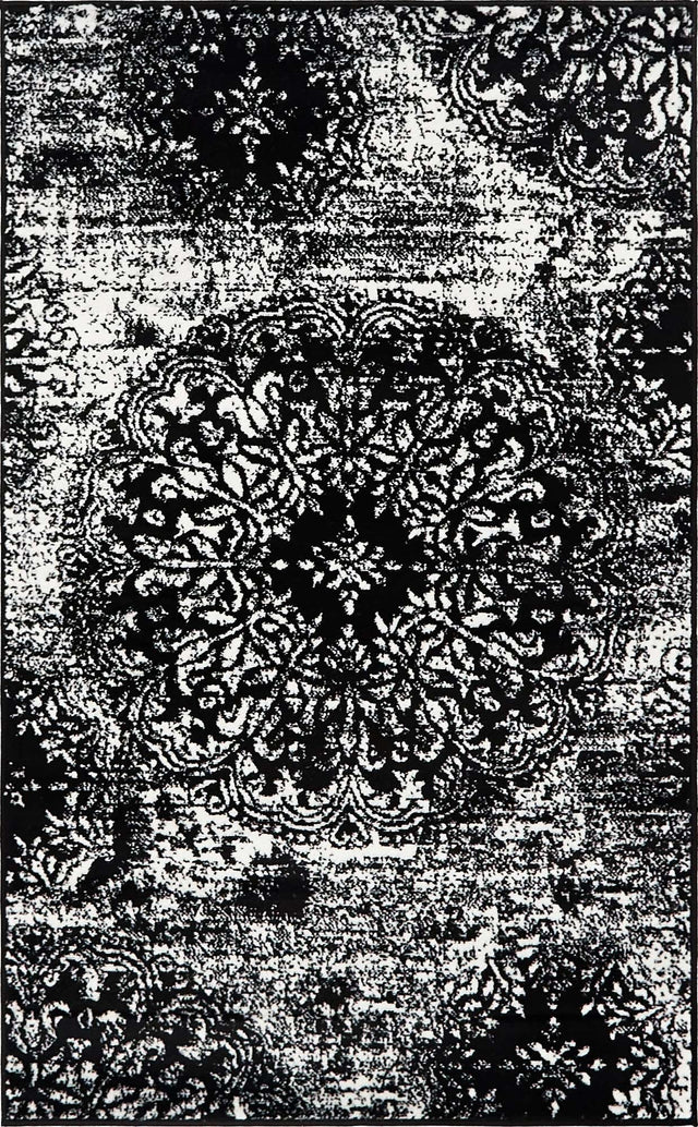 Black 3' 1 x 5' 3 Sofia Rectangle Area Rug Durable Easy Clean Stain Resistant Unique Carpet for Affordable Interior Home Design for Sale at Rug Engine