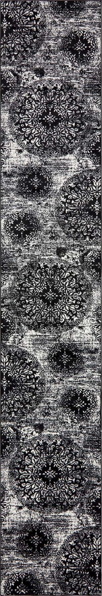 Black 3' 3 x 19' 8 Sofia Runner Area Rug Durable Easy Clean Stain Resistant Unique Carpet for Affordable Interior Home Design for Sale at Rug Engine