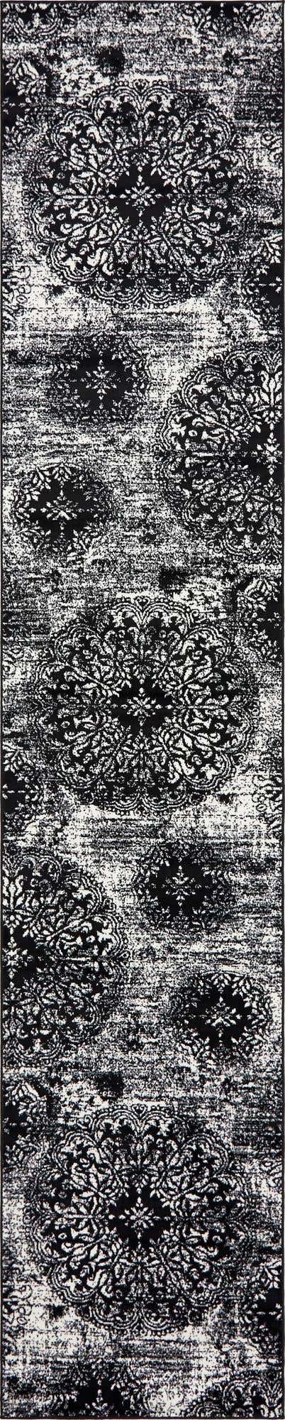 Black 3' 3 x 16' 5 Sofia Runner Area Rug Durable Easy Clean Stain Resistant Unique Carpet for Affordable Interior Home Design for Sale at Rug Engine