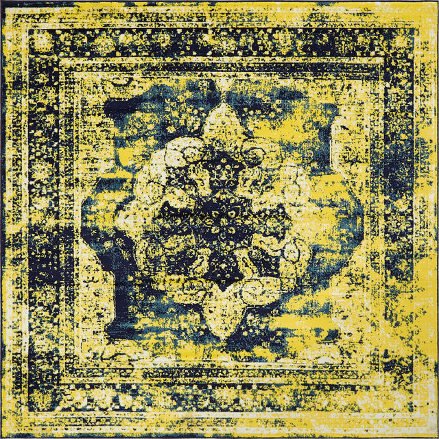 Navy Blue 7' 10 x 7' 10 Sofia Square Area Rug Durable Easy Clean Stain Resistant Unique Carpet for Affordable Interior Home Design for Sale at Rug Engine