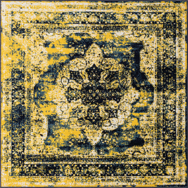Navy Blue 6' 1 x 6' 1 Sofia Square Area Rug Durable Easy Clean Stain Resistant Unique Carpet for Affordable Interior Home Design for Sale at Rug Engine