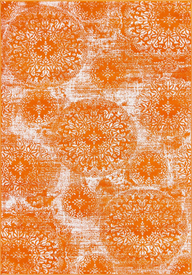 Orange 6' 1 x 9' Sofia Rectangle Area Rug Durable Easy Clean Stain Resistant Unique Carpet for Affordable Interior Home Design for Sale at Rug Engine