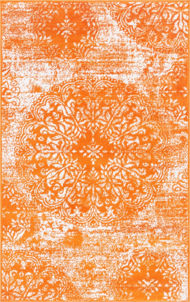 Orange 3' 1 x 5' 3 Sofia Rectangle Area Rug Durable Easy Clean Stain Resistant Unique Carpet for Affordable Interior Home Design for Sale at Rug Engine