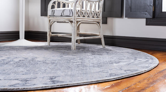 Gray 8' x 8' Asheville Round Area Rug 100% Polypropylene With Cotton Backing Easy Clean Indoor Living Dining Bedroom Office Carpet for Sale at Rug Engine